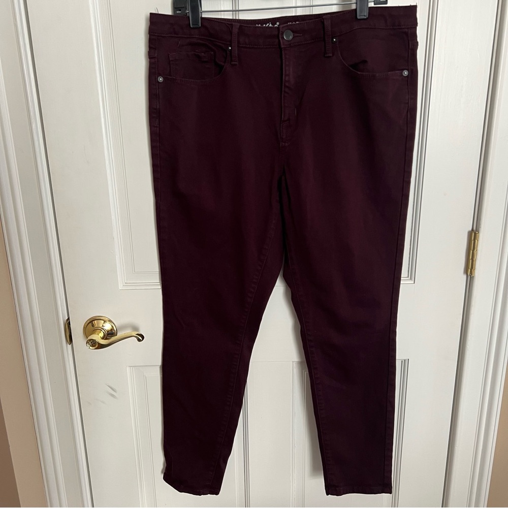 Womens MOSSIMO DENIM High Rise Skinny Power Stretch jeans Size 16R Dark Burgundy